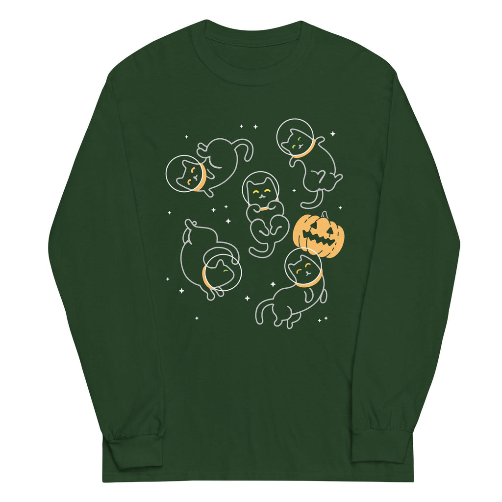 Cat Halloween In Space Unisex Long Sleeve Tee product image 4