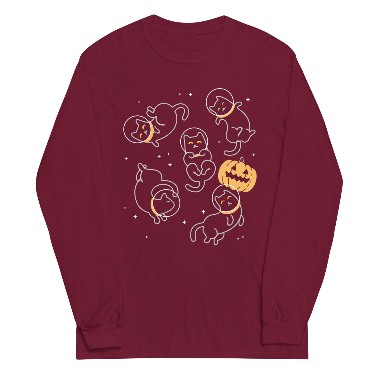 Cat Halloween In Space Unisex Long Sleeve Tee product image 3