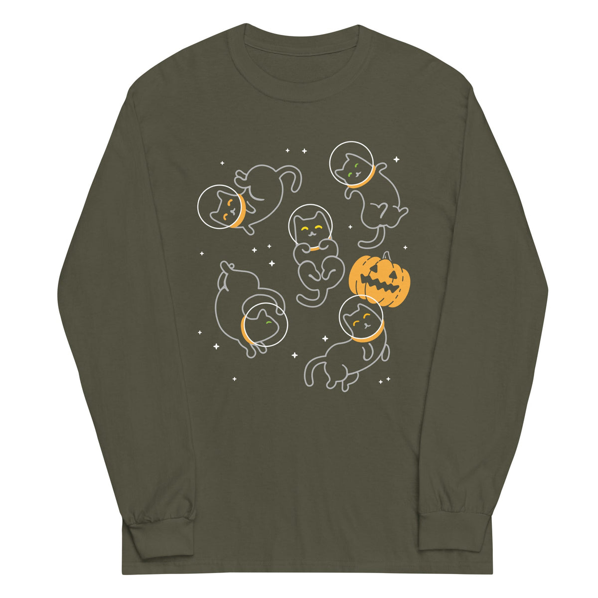 Cat Halloween In Space Unisex Long Sleeve Tee product image 5
