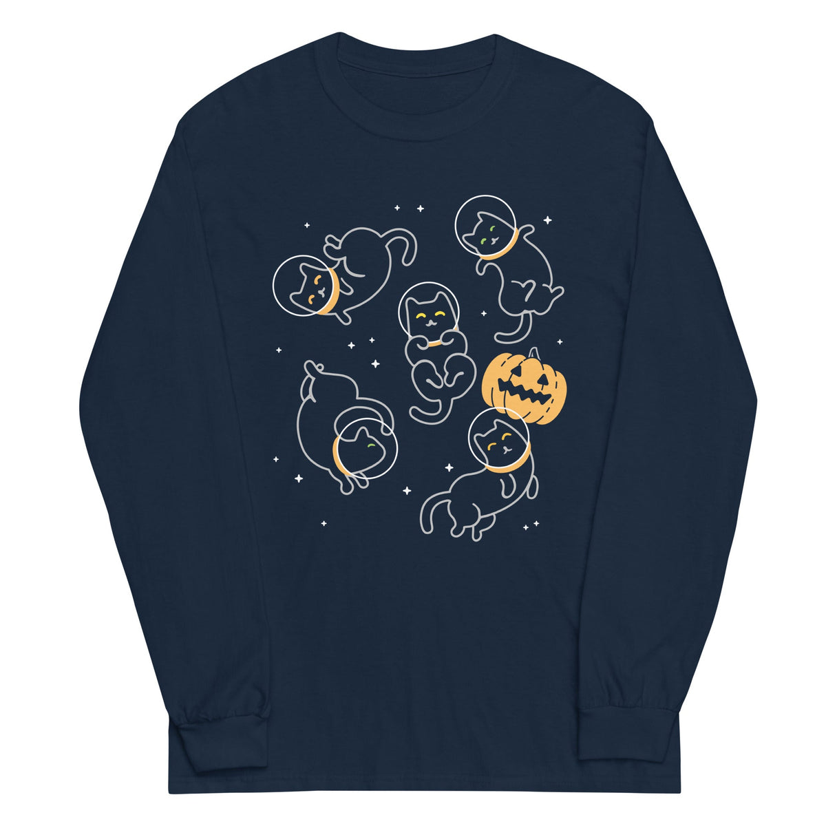 Cat Halloween In Space Unisex Long Sleeve Tee product image 2