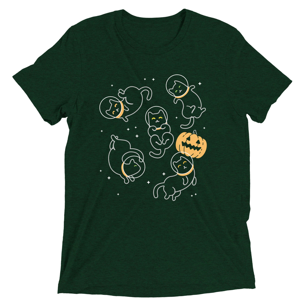 Cat Halloween In Space Men's Tri-Blend Tee product image 2