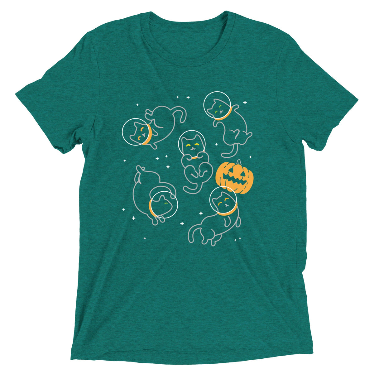 Cat Halloween In Space Men's Tri-Blend Tee product image 5
