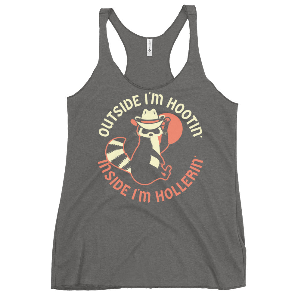Outside I'm Hootin' Inside I'm Hollerin' Women's Racerback Tank
