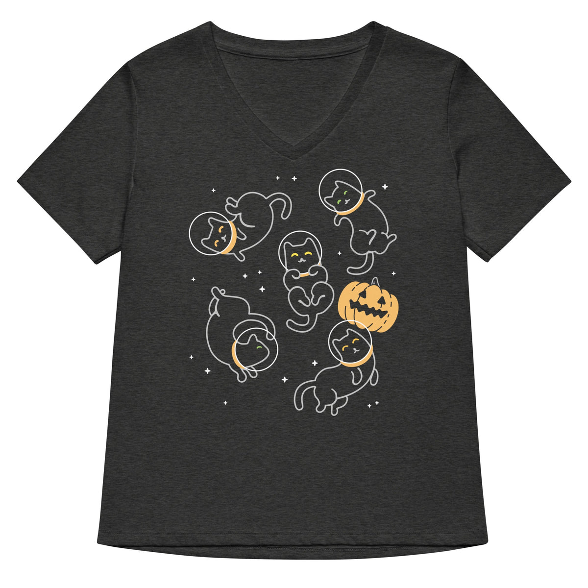 Cat Halloween In Space Women's V-Neck Tee product image 3