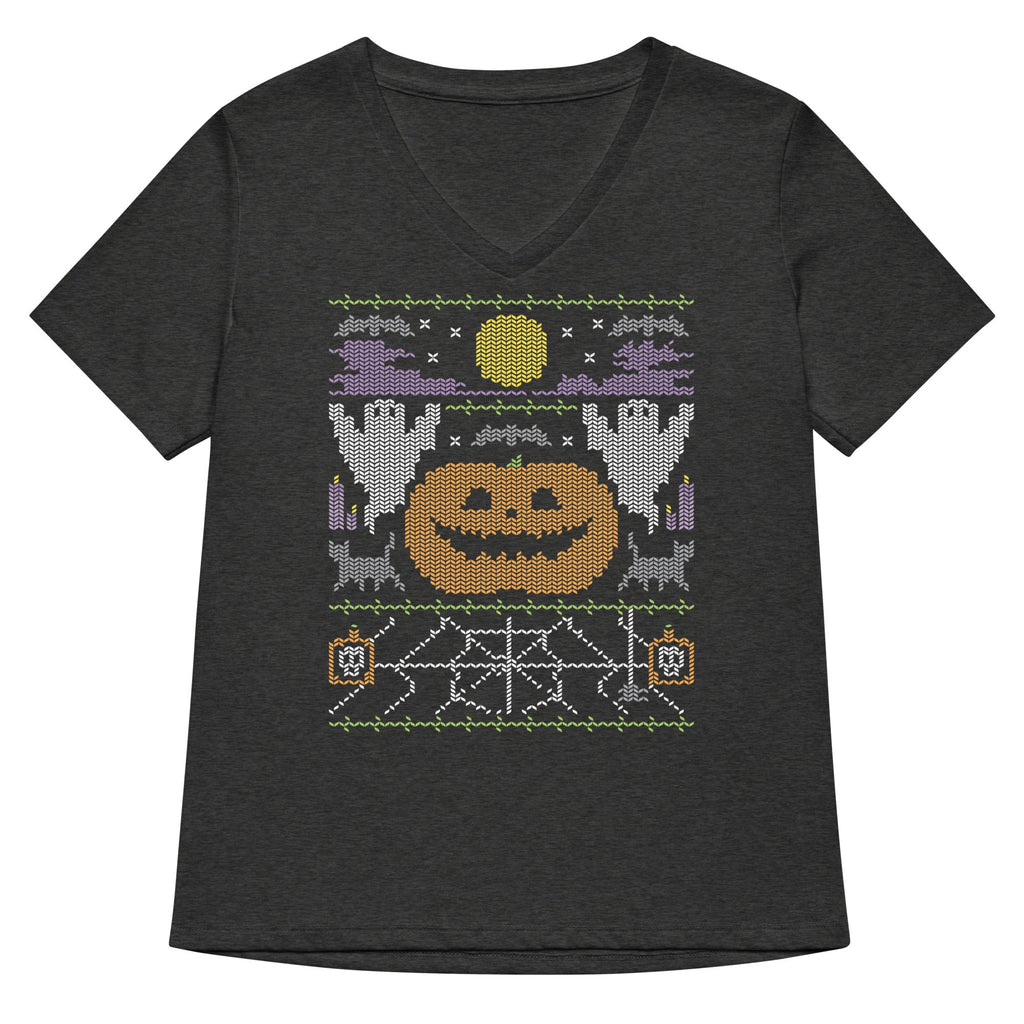 Ugly Halloween Sweater Women's V-Neck Tee product image 3