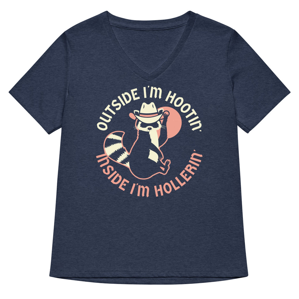 Outside I'm Hootin' Inside I'm Hollerin' Women's V-Neck Tee product image 3