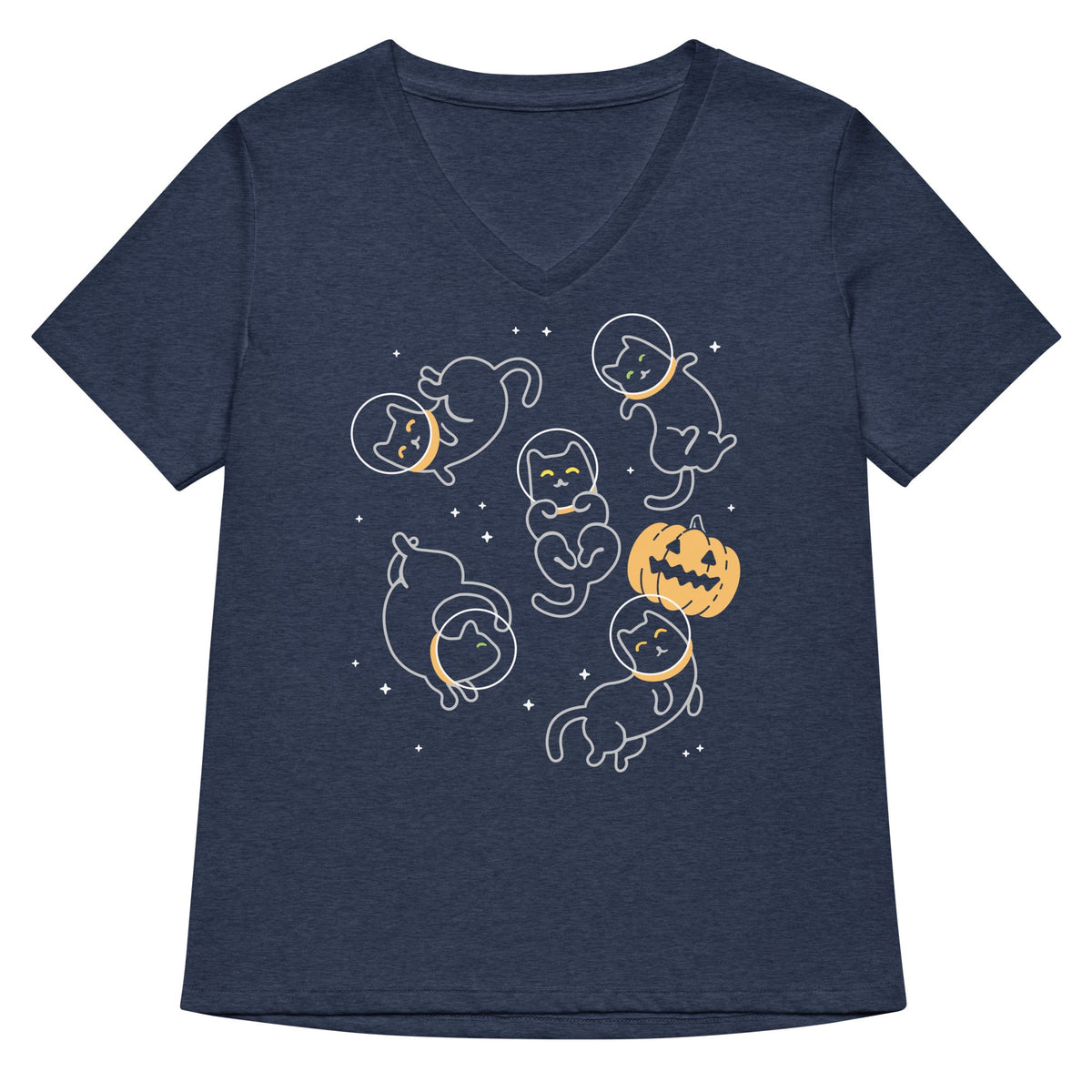 Cat Halloween In Space Women's V-Neck Tee product image 2