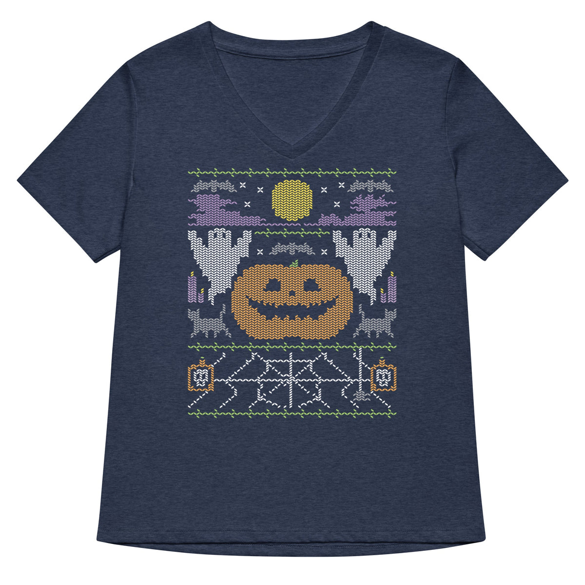 Ugly Halloween Sweater Women's V-Neck Tee product image 2