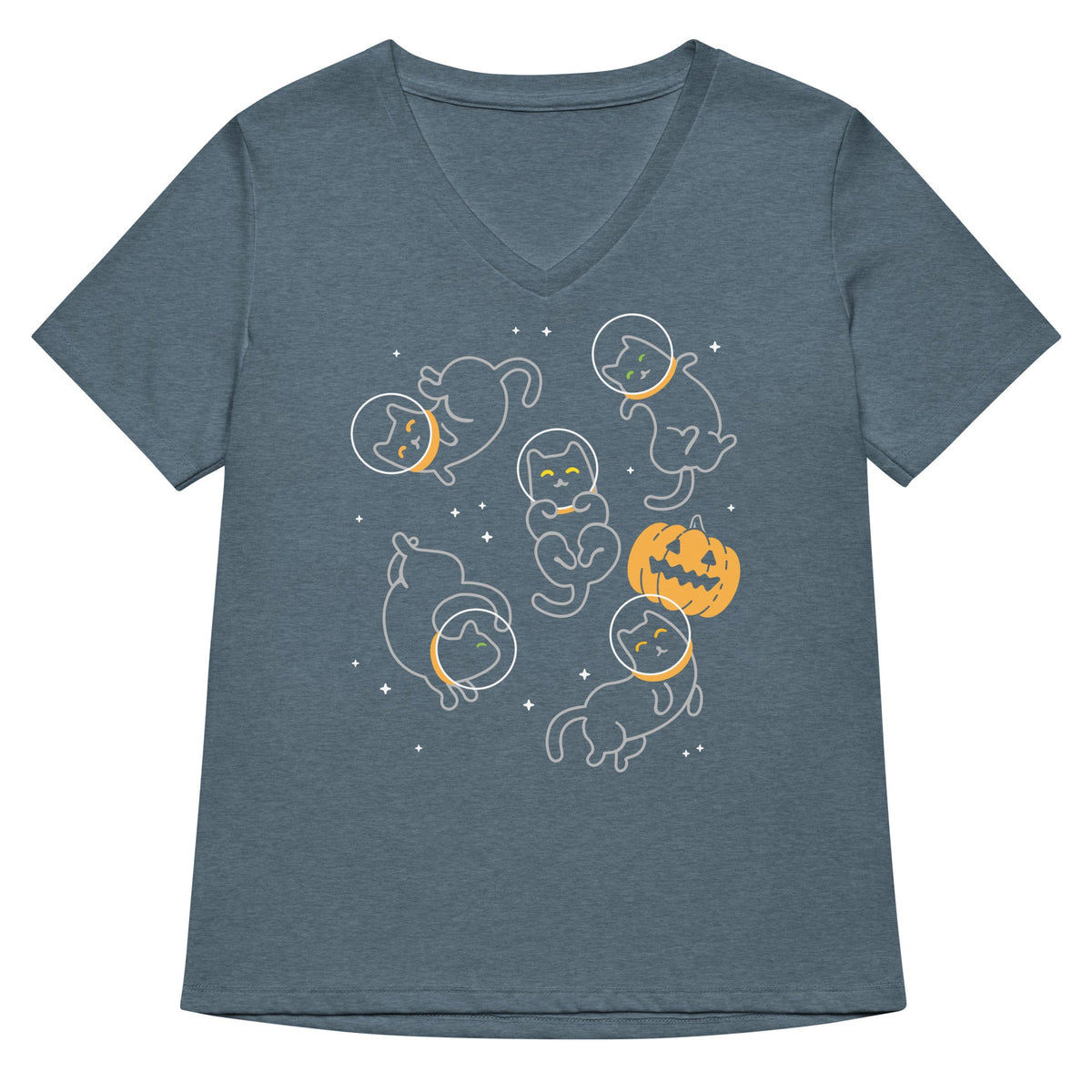 Cat Halloween In Space Women's V-Neck Tee product image 4