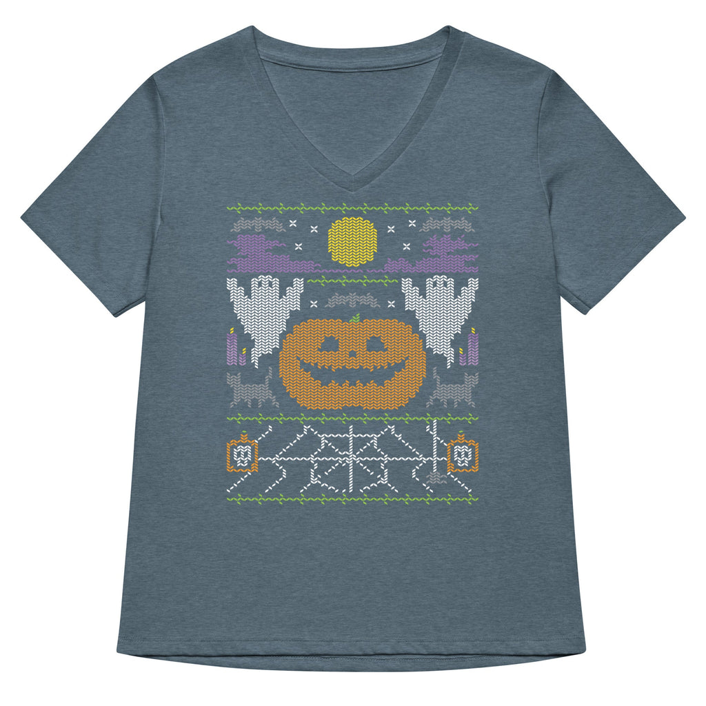 Ugly Halloween Sweater Women's V-Neck Tee product image 4