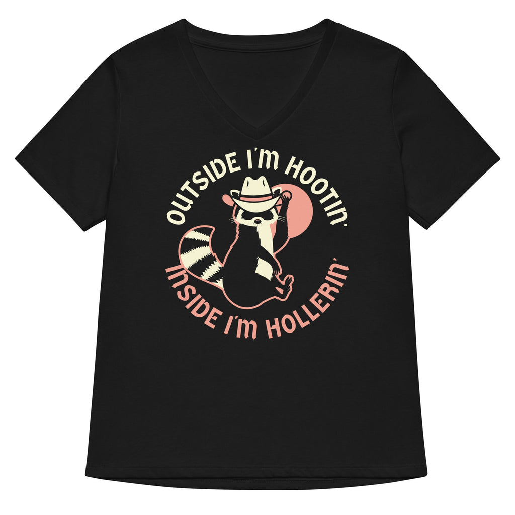 Outside I'm Hootin' Inside I'm Hollerin' Women's V-Neck Tee product image 2
