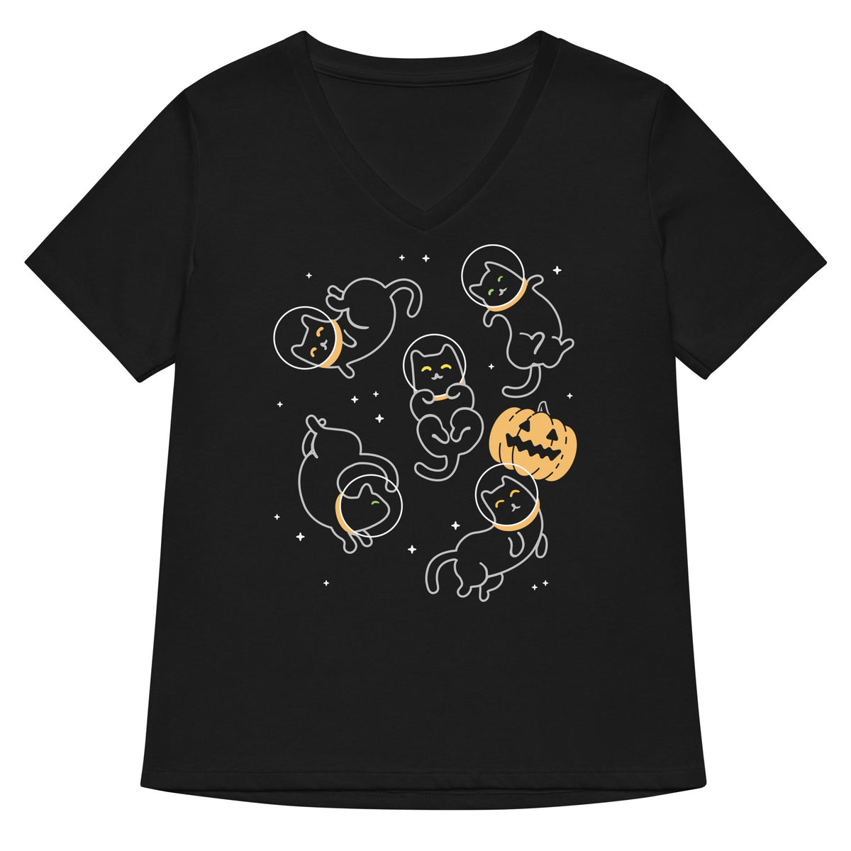 Cat Halloween In Space Women's V-Neck Tee product image 1