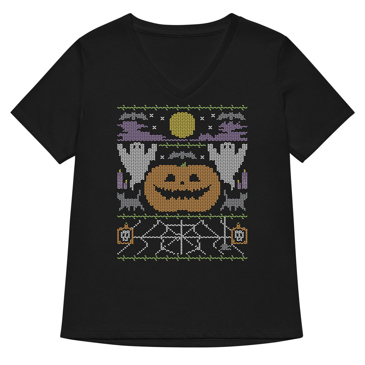 Ugly Halloween Sweater Women's V-Neck Tee product image 1